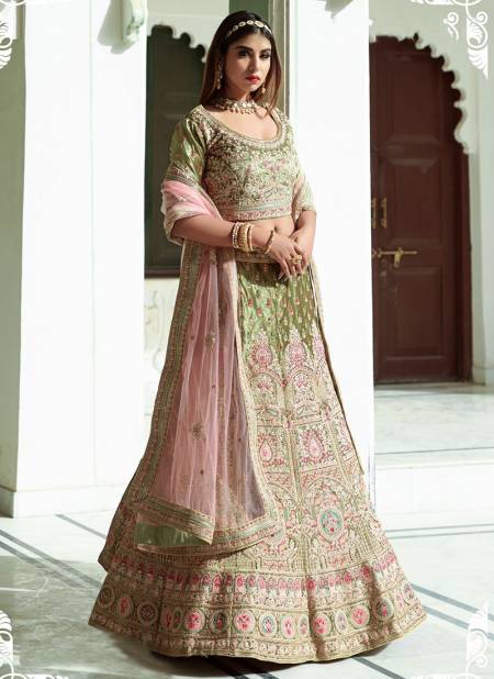 Pista Colour ANJANI ART GLAMOUR BRIDE 3 New Designer Heavy Bridel Wedding Wear Lehenga Collection 1069